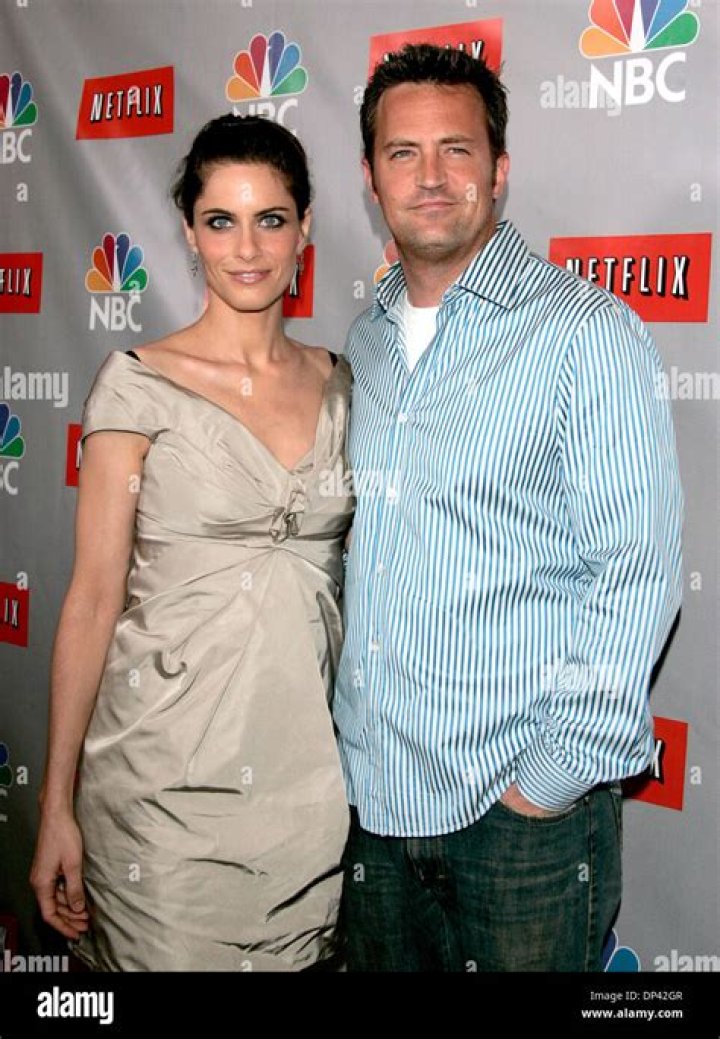 Actor Matthew Perry and Actress Lauren Graham at the Sky 360 by Delta Lounge WireImage Portrait Studio on January 30, 2008 in Park City, Utah.