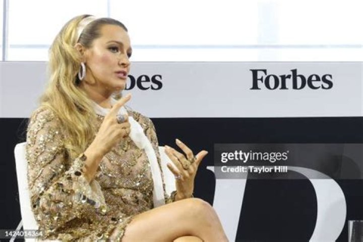 Blake Lively is interviewed by Moira Forbes at the 10th Annual Forbes Power Women's Summit at Jazz at Lincoln Center on September 15, 2022 in New Y...