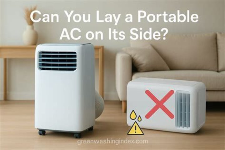 Can you lay a portable AC unit on its side?