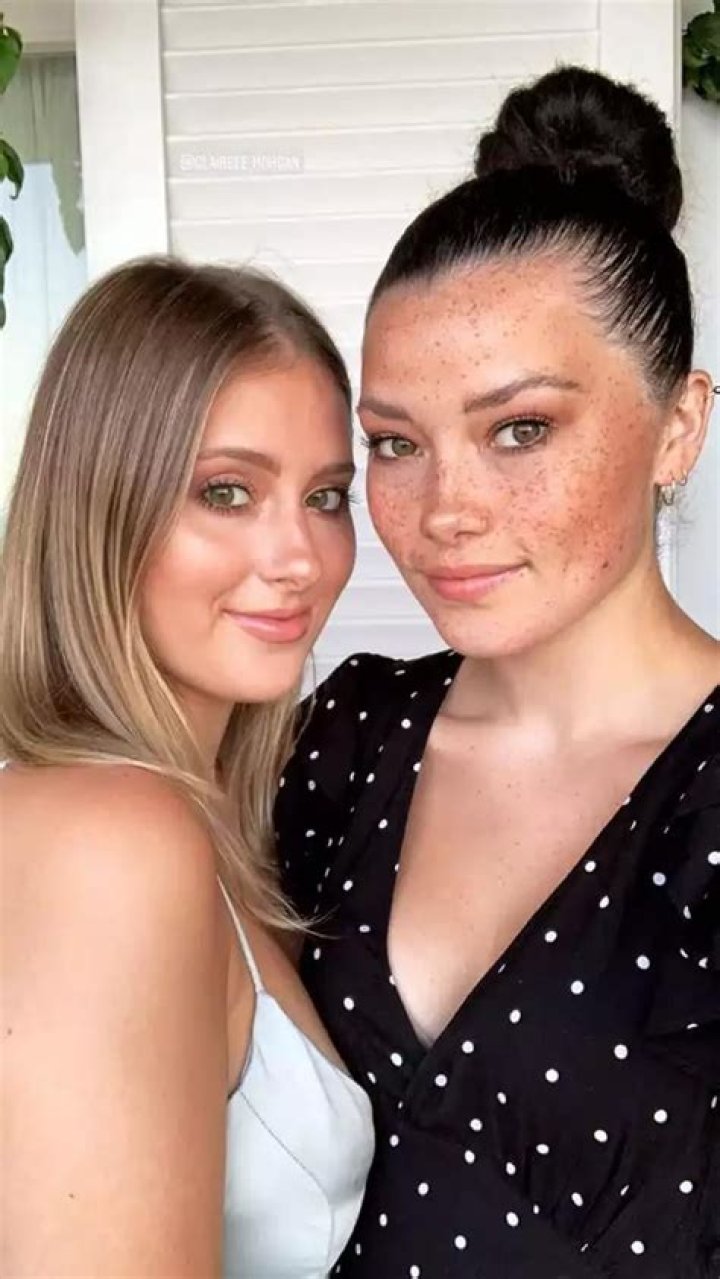 Claire Abbott with a friend in her stylish dress
