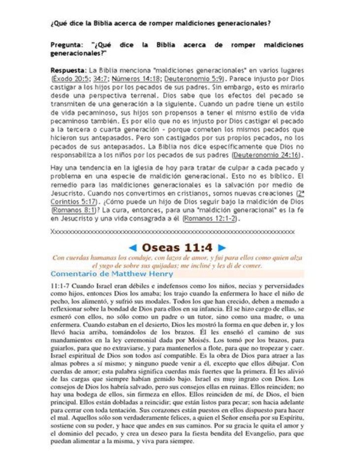 ¿Qué dice la Biblia sobre romper maldiciones generacionales?